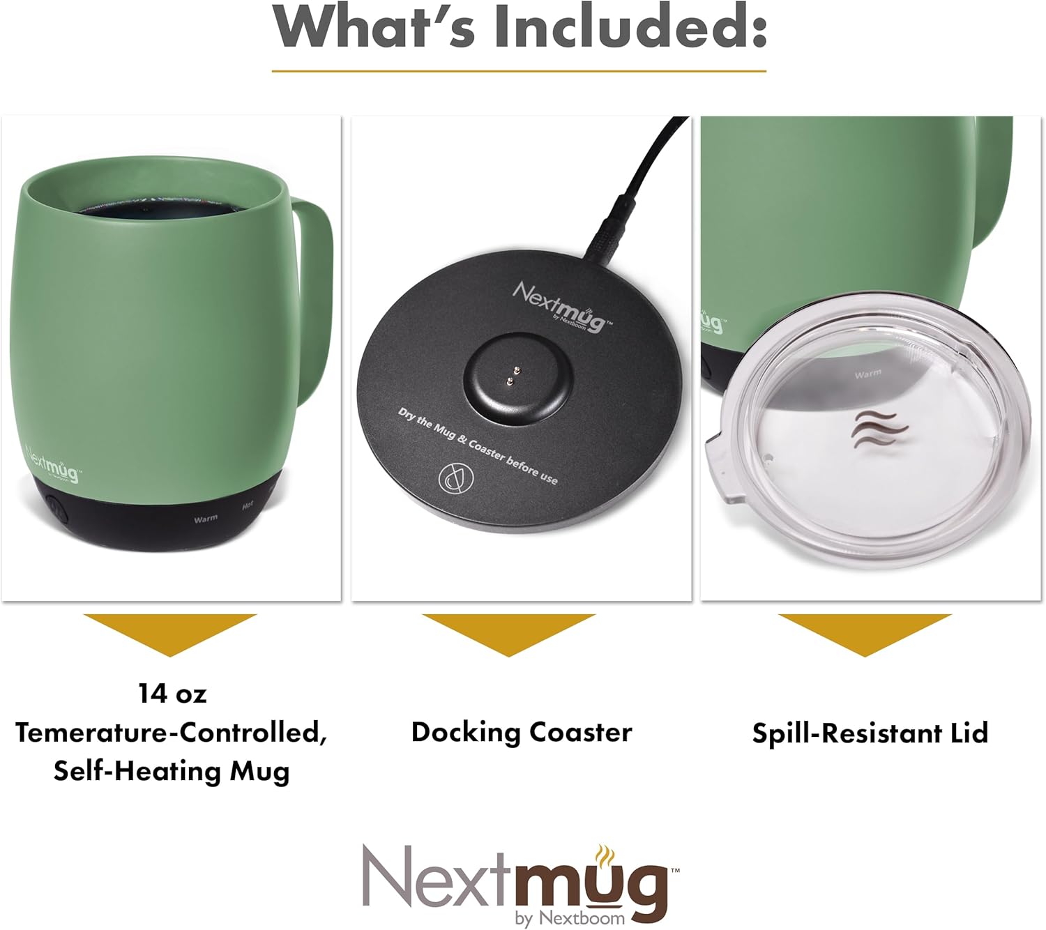 Nextmug - Temperature-Controlled, Self-Heating Coffee Mug (Sage - 14 oz.) - Image 2