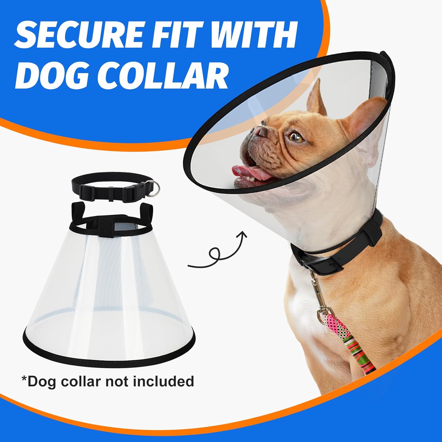 Supet Dog Cone Collar Adjustable After Surgery, Comfortable - Image 2