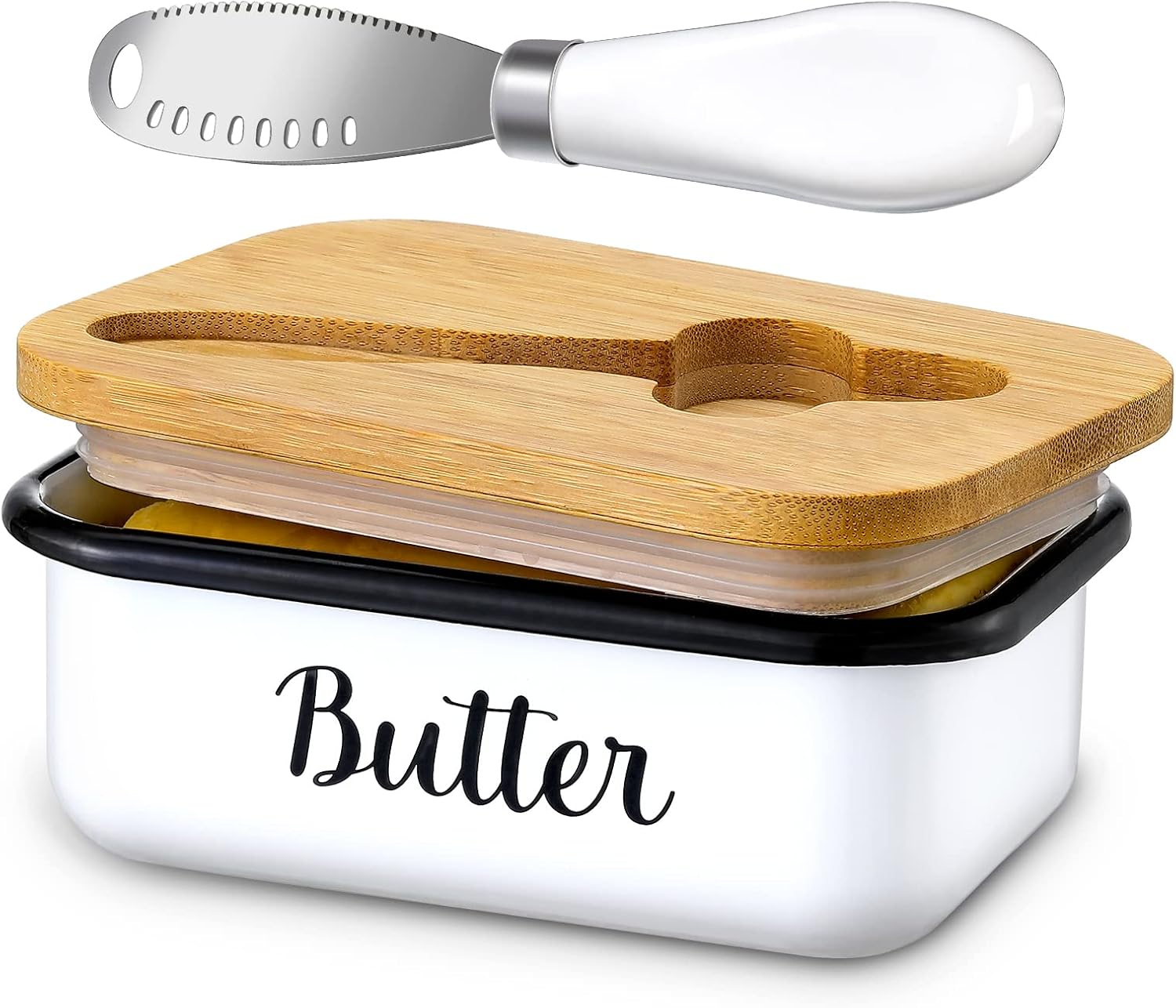 LANDNEOO Butter Dish with Lid and Butter Curler Knife